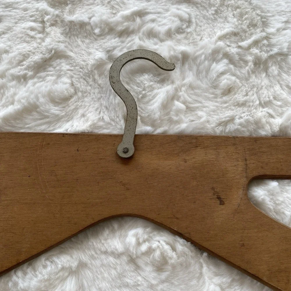 Vintage Antique Steamer Trunk Wardrobe Wooden Hangers lot Of 5